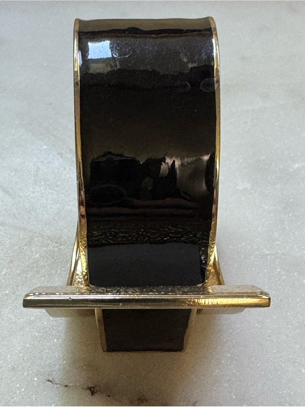 Gold-Tone Black and White Enamel Buckle Clamper Bracelet - Picture 8 of 11